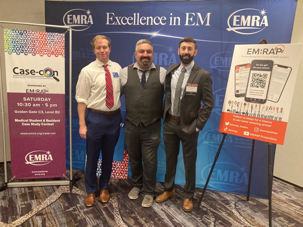 Another #throwback to #ACEP22, where our research fellow Dr. Mat Goebel was the director of EMRA's CaseCon competition! Finalists from around the country presented case reports, with winners named in both the resident and med student categories. #EMbound