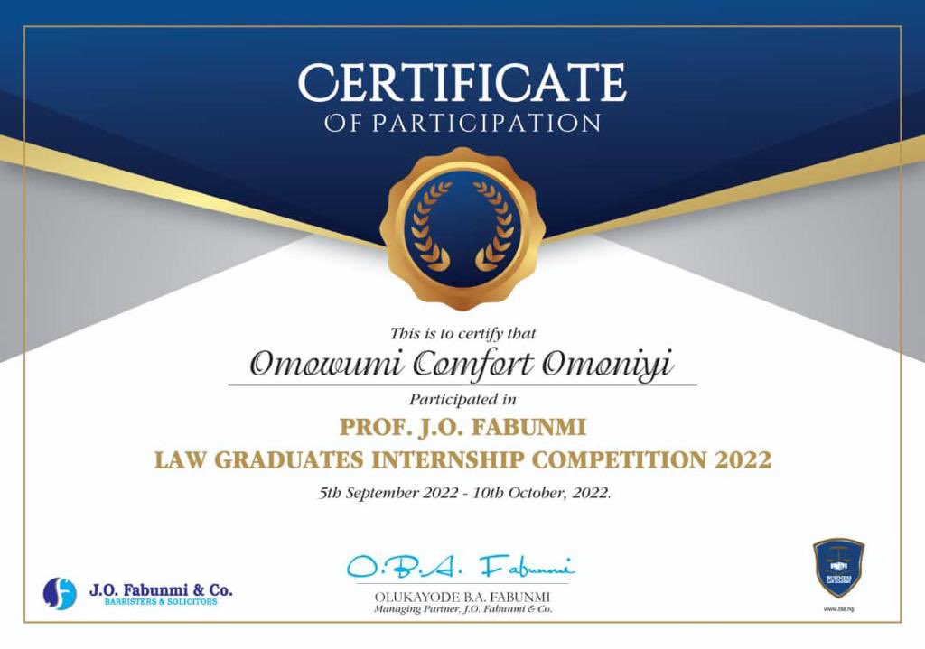 Omocom__'s tweet photo. Completed the Prof. J. O. Fabunmi Law Graduates Internship Competition a week ago. 💫

Team Stallion emerged as the 2nd Runner Up of the competition 🙂

To greater opportunities 🥂

#LGIC https://t.co/ELAZCuOnbg