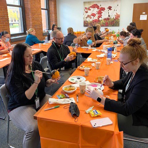 Our #behavioralhealth staff is dedicated and hardworking — but even they need a little downtime sometimes. 
At our #SpringfieldMA #mentalhealth clinic on Federal Street, staff enjoyed a little “Harvest Celebration.” 🍂 🍁  

*WANT TO JOIN CSO?* 
Visit: csoinc.org/jobs