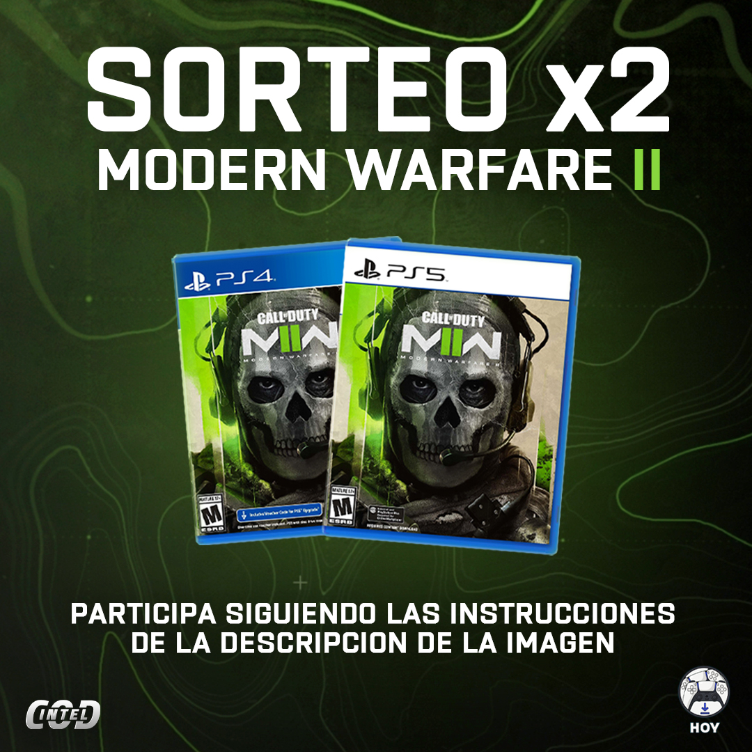 Nos unimos a @lotieneshoy para REGALAR 2 copias de #ModernWarfare2!

Requisitos:
- Seguir a @lotieneshoy &amp; <a href="/CoDIntelES/">CoDIntelES</a>
- Dar RT a este tweet

Sorteo INTERNACIONAL (PlayStation). El ganador se anunciará el 27 de octubre. Mucha suerte a todos!