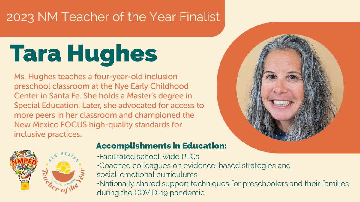 Four educators from around New Mexico were selected as finalists for the 2023 NM Teacher of the Year award! 

Meet Tara Hughes! Thank you for your hard work, Ms. Hughes! #2023NMTOY