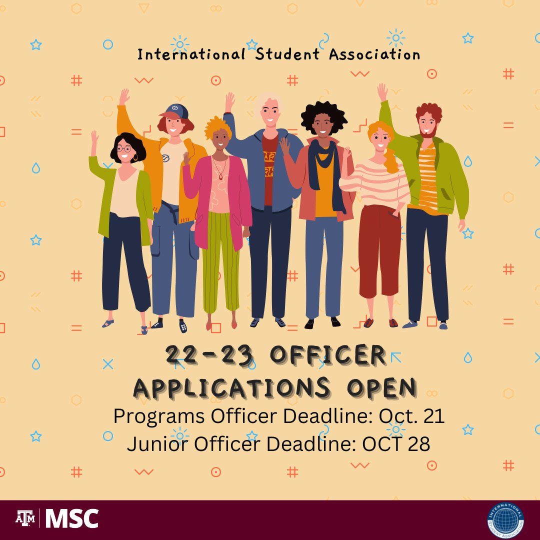 TAMU_ISA's tweet photo. It's time to apply! Visit our website to learn more and fill out your application: https://t.co/EnhunDMgGv https://t.co/sCZLpaaJnP