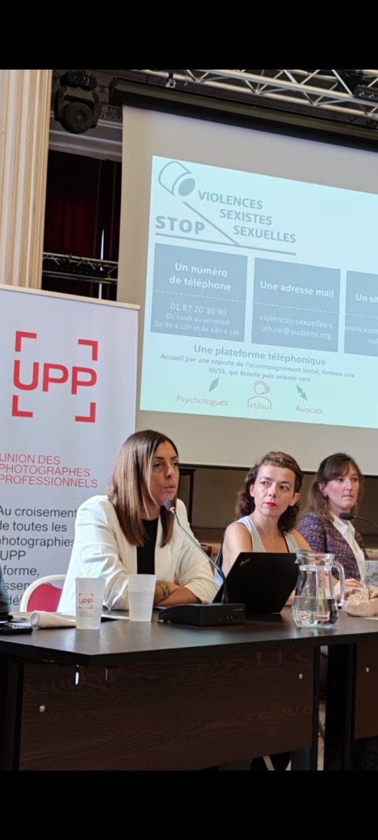 Nadia_Bouvart's tweet image. Ce matin, présentation de la Cellule d'écoute et de lutte contre les #HVSS, à l'occasion d'une Conférence organisée par l'@UPPphoto &amp;gt; "Violences sexuelles et sexistes dans la photographie en 2022 : les identifier pour mieux les combattre". #artistesauteures @GroupeAudiens