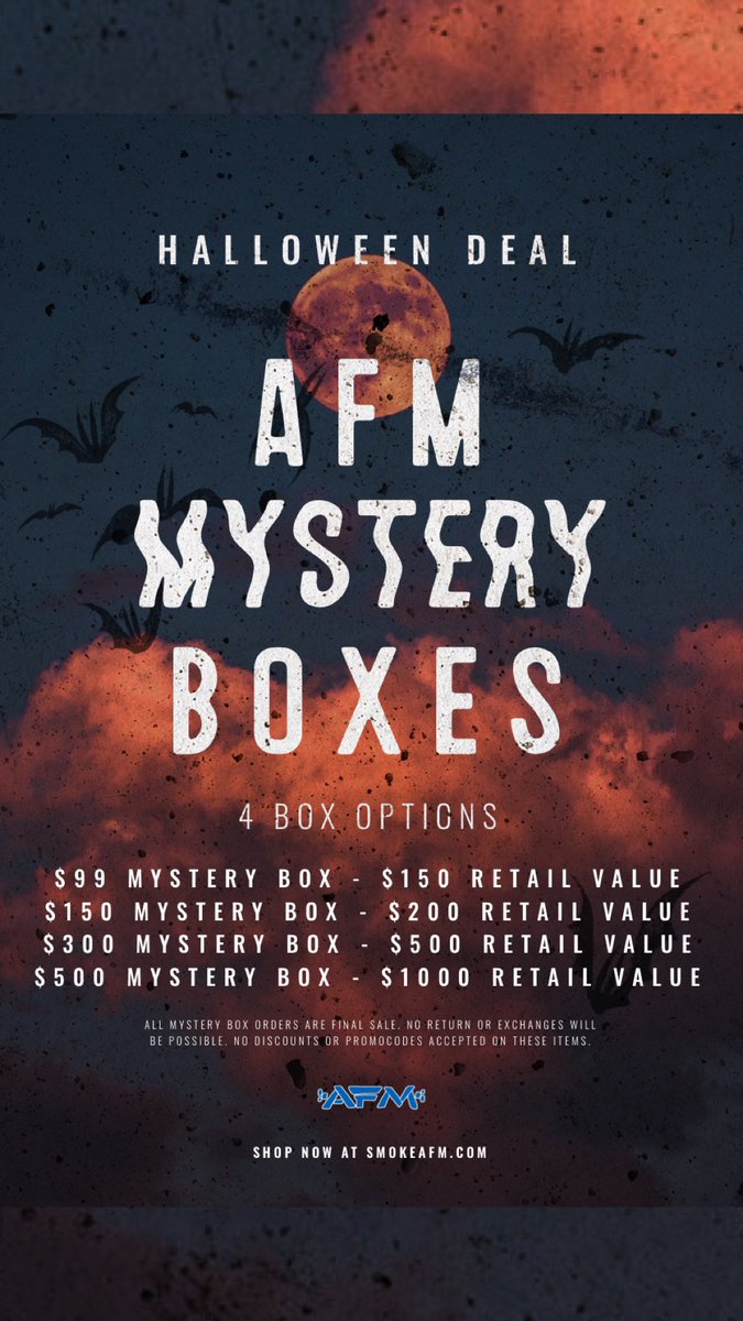 Save up to $500 dollars with our Mystery Boxes!! They are selling fast! Grab your today! smokeafm.com