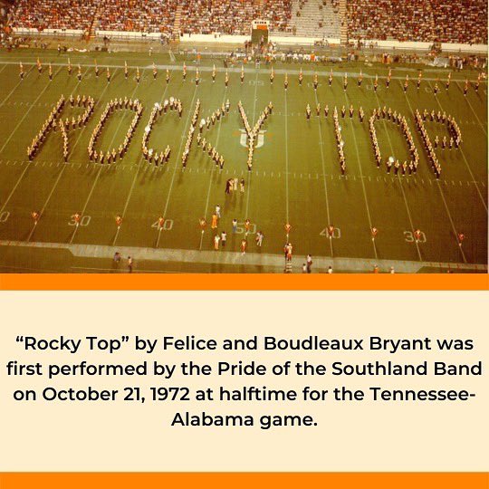 potsband's tweet photo. Ahead of our Rocky Top 50th halftime show, check out this week’s #throwbackthursday dedicated to Neyland Stadium’s favorite song! https://t.co/mm18Kd21jw