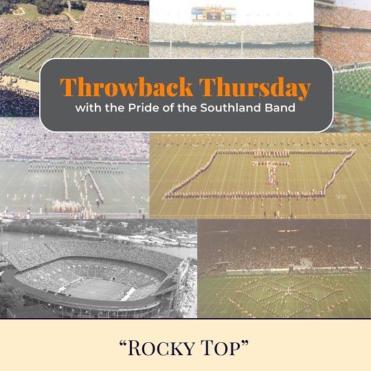 potsband's tweet photo. Ahead of our Rocky Top 50th halftime show, check out this week’s #throwbackthursday dedicated to Neyland Stadium’s favorite song! https://t.co/mm18Kd21jw