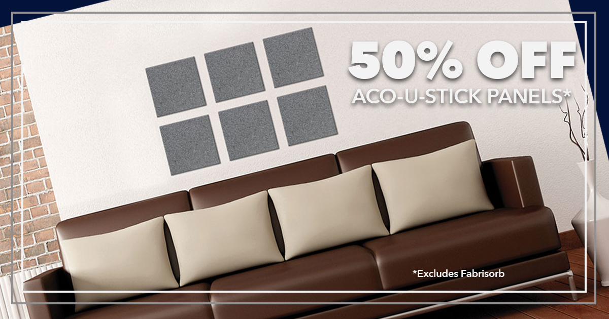 acogeometry's tweet photo. Now through Friday – Aco-U-Stick* Kits are 50% off! 
The ultimate Do-It-Yourself acoustical project. Place panels at reflection points to absorb sounds and transform the soundscape of your room.  #acoustics #sound #DIY #walls #absorb
*Excludes Fabrisorb
https://t.co/WgxEJUXFbn https://t.co/LX7oe0eQQa