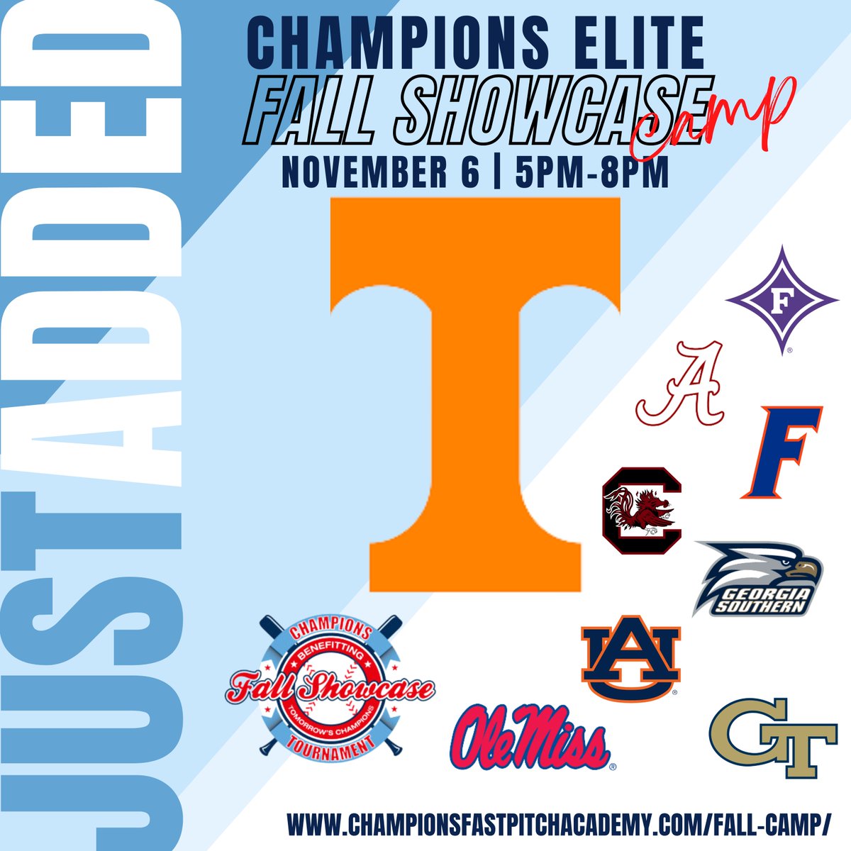 JUST ADDED!!! University of Tennessee will be on our Fall Showcase Camp staff, along with many other great schools!! Don't miss out- limited spots remaining!
