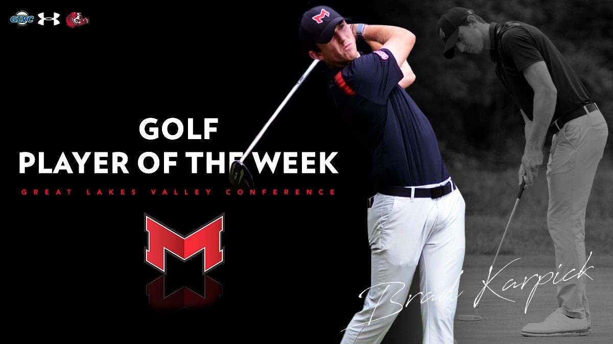 ⛳️Congrats to Brad Karpick @MaryvilleMGolf who was named the GLVC Men’s Golf Player of the Week! 🐾⛳️ #BigRedM #GLVCmgolf