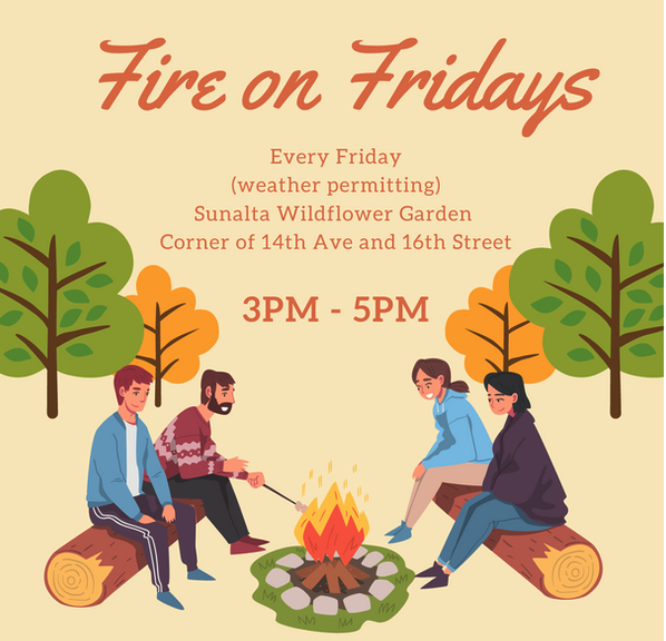 SunaltaYYC's tweet photo. There is so much happening tomorrow in Sunalta! Join us as we bring back Fire on Fridays from 3-5pm at the Sunalta Wildflower Garden and again for Game Night from 6:30-8:30pm at the Sunalta Community Hall! Both events are free, everyone welcome! #sunaltayyc #yycHubs https://t.co/DbTDkul1Ij
