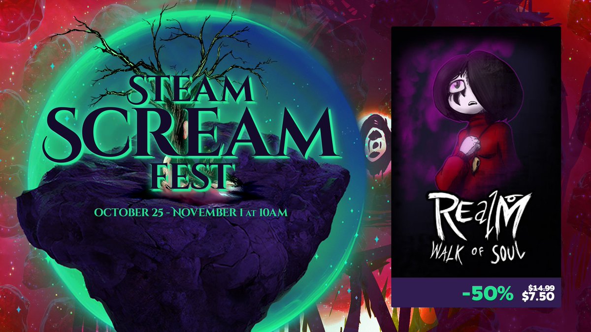 REalM_WoS's tweet photo. REalM will be haunting Steam Scream Fest at 50% off! Be sure to grab this opportunity to challenge the mind-bending puzzles of this world!
#indiedev #indiegames #indiegame #IndieGameDev #indiegamedeveloper #Steam #surreal #puzzlegame #AvailableNow https://t.co/eVZE8ER71j