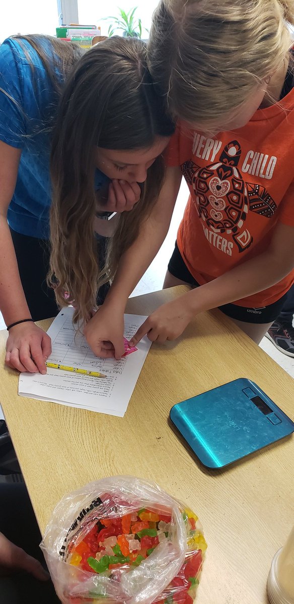 Bridget_Baker7's tweet photo. Putting the scientific method into action today with our gummy bear osmosis experiment! @jrcallwood #tvdsbscience #jrcproud #handsonlearning https://t.co/Vbm6S1dEgl