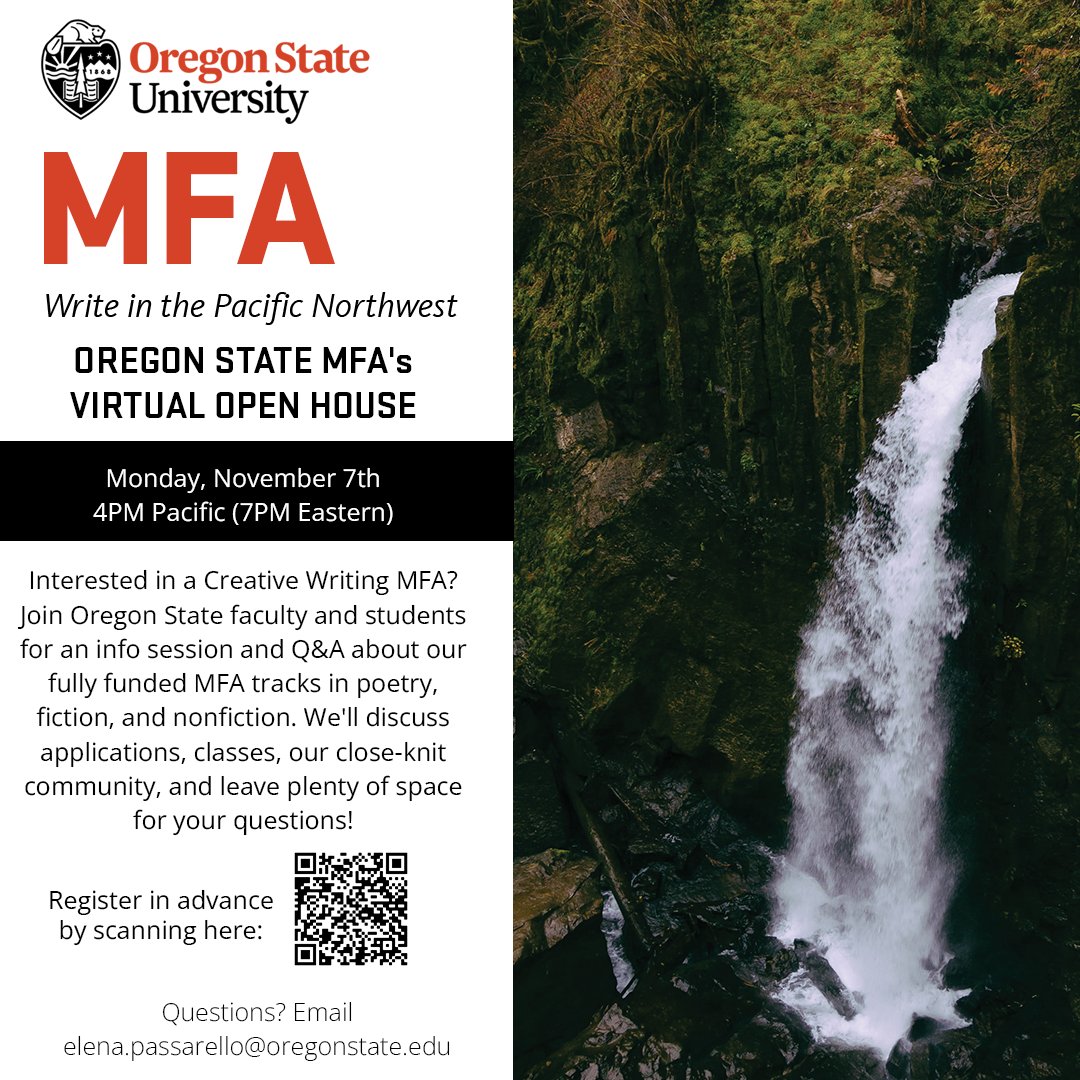 karen_holmberg's tweet photo. We're trying something new!  Spread the word about OSU's MFA Open House for prospective applicants. https://t.co/5KyfgfJReV