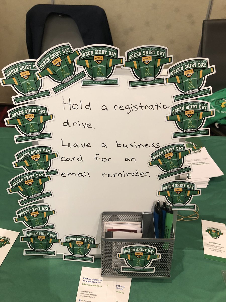 GreenShirtDay's tweet photo. Thank you #BCCSAConference2022 for having us and a special thanks to all those that registered as organ & tissue donors! #GreenShirtDay #LoganBouletEffect @BC_Transplant @CTACanada @CanadasLifeline @kidneycanada https://t.co/dMhaW1Ac8Y