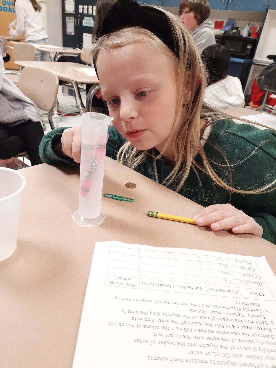 robersontcboe's tweet image. 5th grade Ss are using the water displacement method to find the volume of objects! Then, they used this to calculate the density 🧪📝 @MunfordElem @TCBOE #sciencerocks #mathinscience #leadingtheway #workingonmyroar