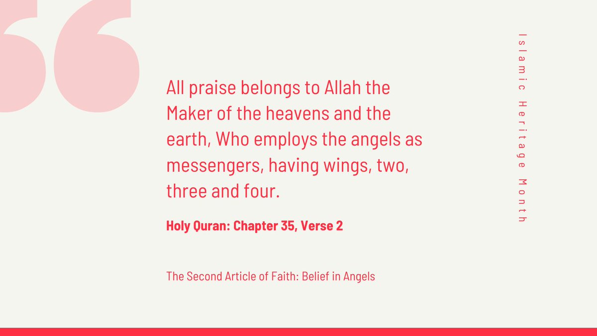 LajnaVBCCanada's tweet photo. The second article of faith #BeliefInAngels: “All praise belongs to Allah the Maker of the heavens and the earth, Who employs the angels as messengers, having wings, two, three and four.”(Holy Quran 35:2) #IslamicHeritageMonth #AhmadiyyatTheTrueIslam #RevivingTrueIslam https://t.co/LyLtlomOFD