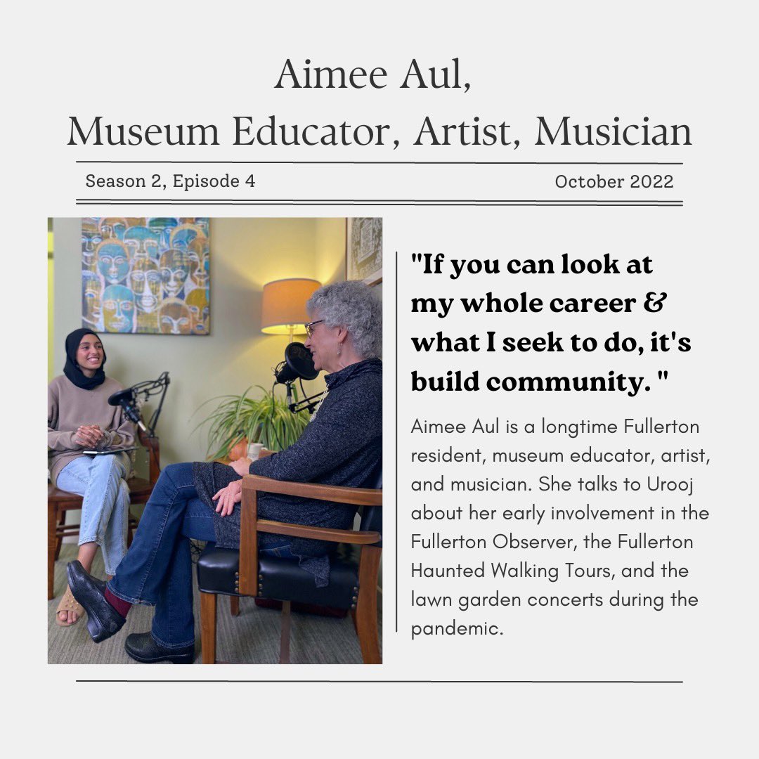 ObservingFul's tweet photo. Our interview with the incredible Aimee Aul is now up on our YouTube channel!

Her story &amp; involvement with the Fullerton community is truly inspiring.

Link in our bio to watch! Or listen on any audio streaming platform 💫 #TheFullertonObserver #Fullerton #OrangeCounty #Art https://t.co/dRvJhTOUZA