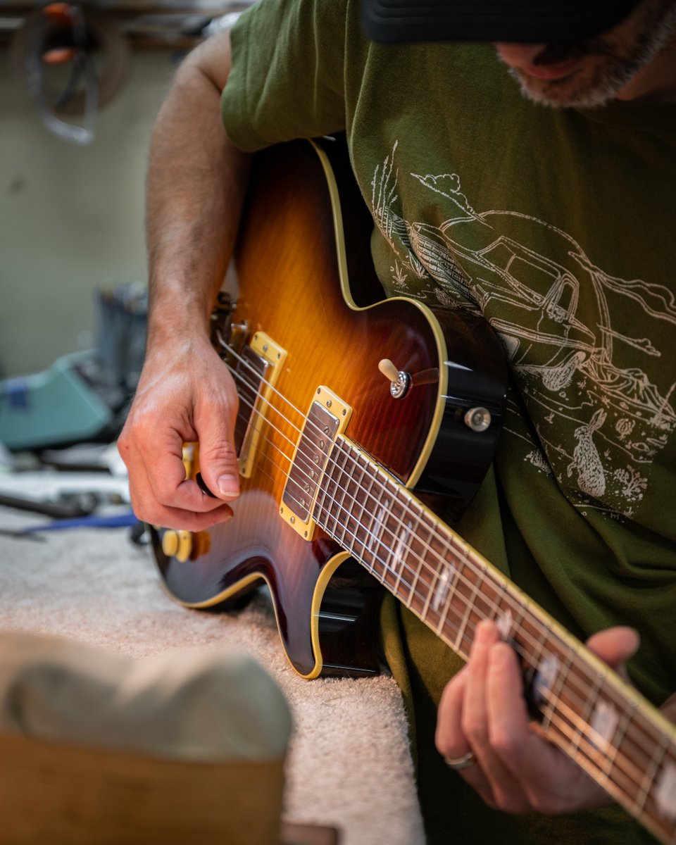 Our favorite of the many quality control steps throughout the build process... #handmade #citylimits #atx #collingsguitars