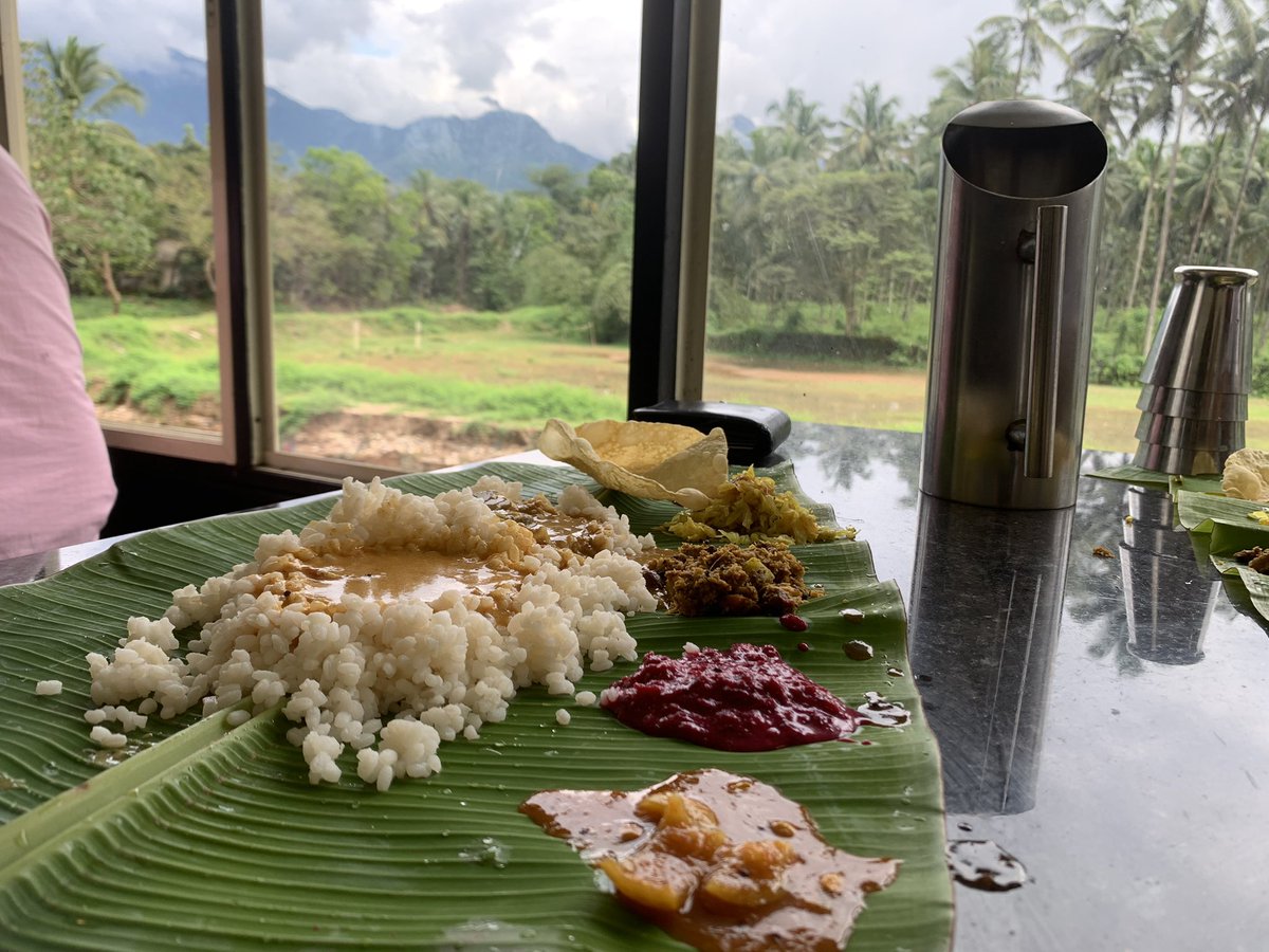 ThomasAnjaly's tweet photo. Simple meals on a plantain leaf, fresh banana chips, unseasonal raw mangoes and an arched bridge is all that it takes to make a full hospital visit memorable. #keralatourism #wayanad #godsowncountry #naturegram #simplelife #livinginnature https://t.co/MpOlBT7Hti