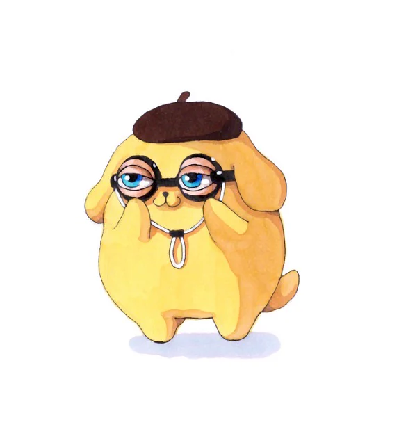 ザコシショウがよくつけている面白メガネをしたポムポムプリンちゃん#ポムポムプリン #イラスト 