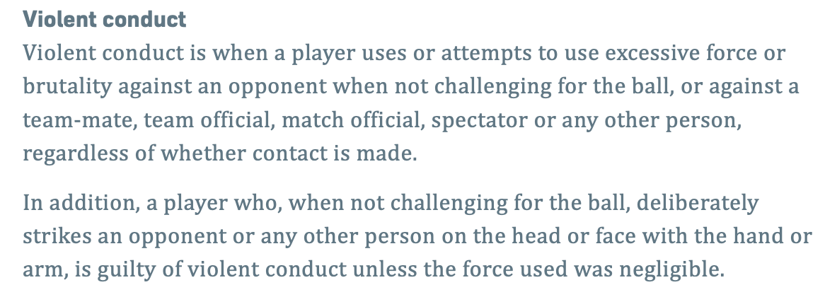 I don't see any contact face to face there. Yellow is the right call for me. Here's the Violent Conduct portion of Law 12 if you need to reference.