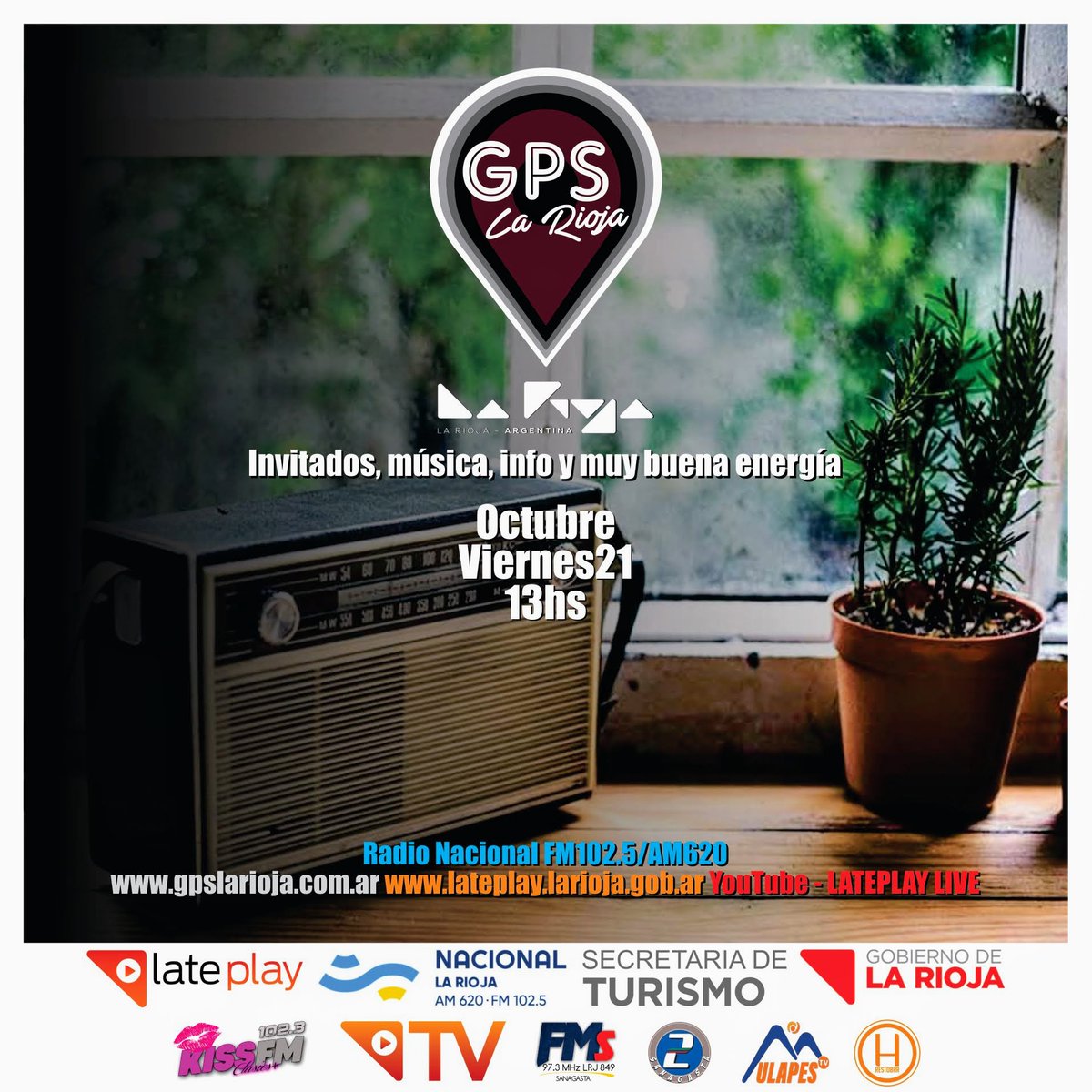 gonortiz's tweet photo. 📻📺¡Escúchanos y miramos!
🔹Radio Nacional FM102.5 - AM620/www.gpslarioja.com.ar/YouTube: LATEPLAY LIVE
🎤Gise Carballo - Gon Ortiz - Lucas De Rossa - Horacio Gómez
🎵¡A poner La Radio!
#GPSLaRioja #RadioNacional #LatePlay #Turismo #PoneLaRadio https://t.co/He4oh8ge8i