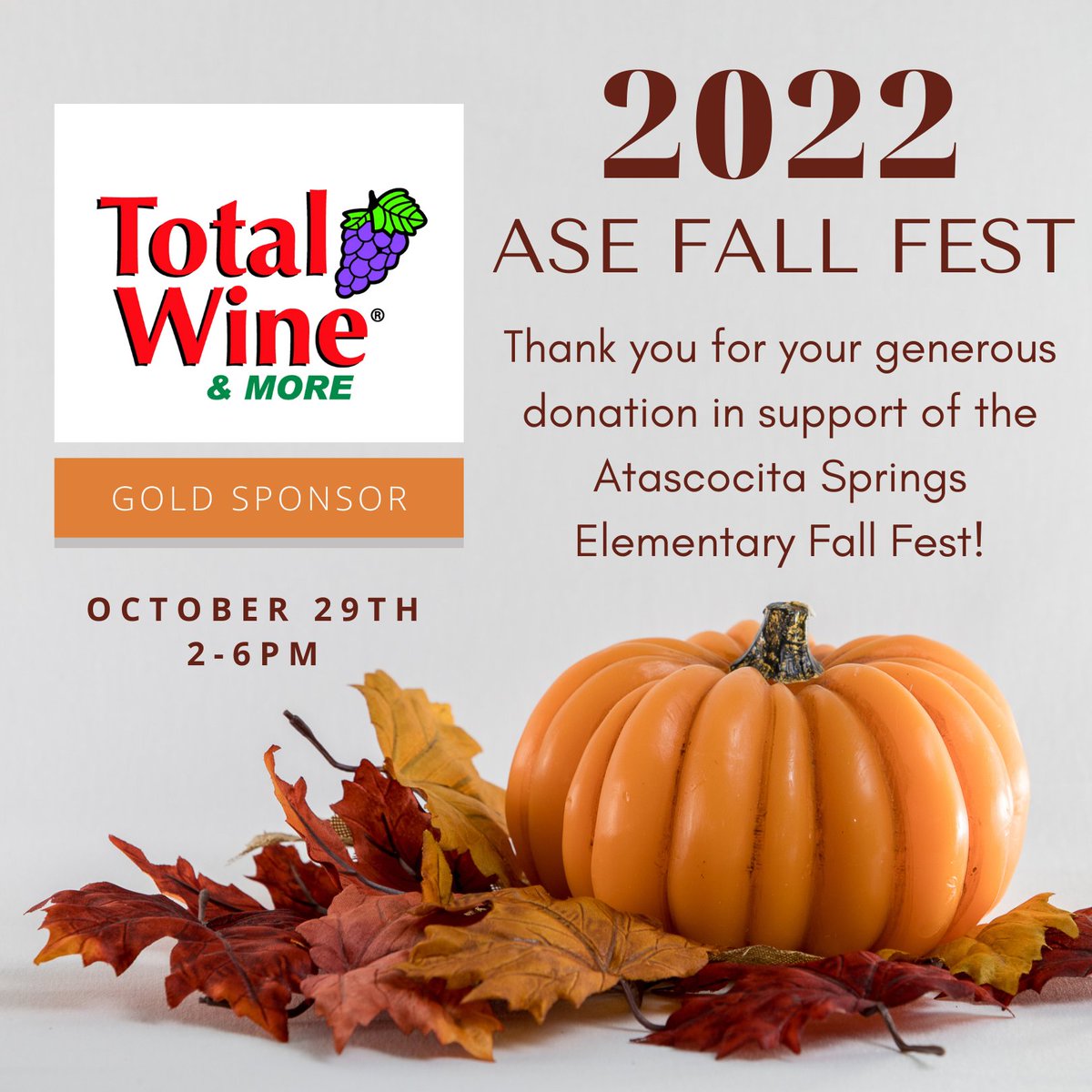 ASE_PTOHumble's tweet photo. Thank you so much to @TotalWine for their generous donation in support of our #ASEFallFest22! Total Wine &amp; More has been committed to enriching the lives of wine lovers, as well as supporting the communities in which we work and live since 1991. We appreciate your sponsorship! https://t.co/7ELvGzkpFq