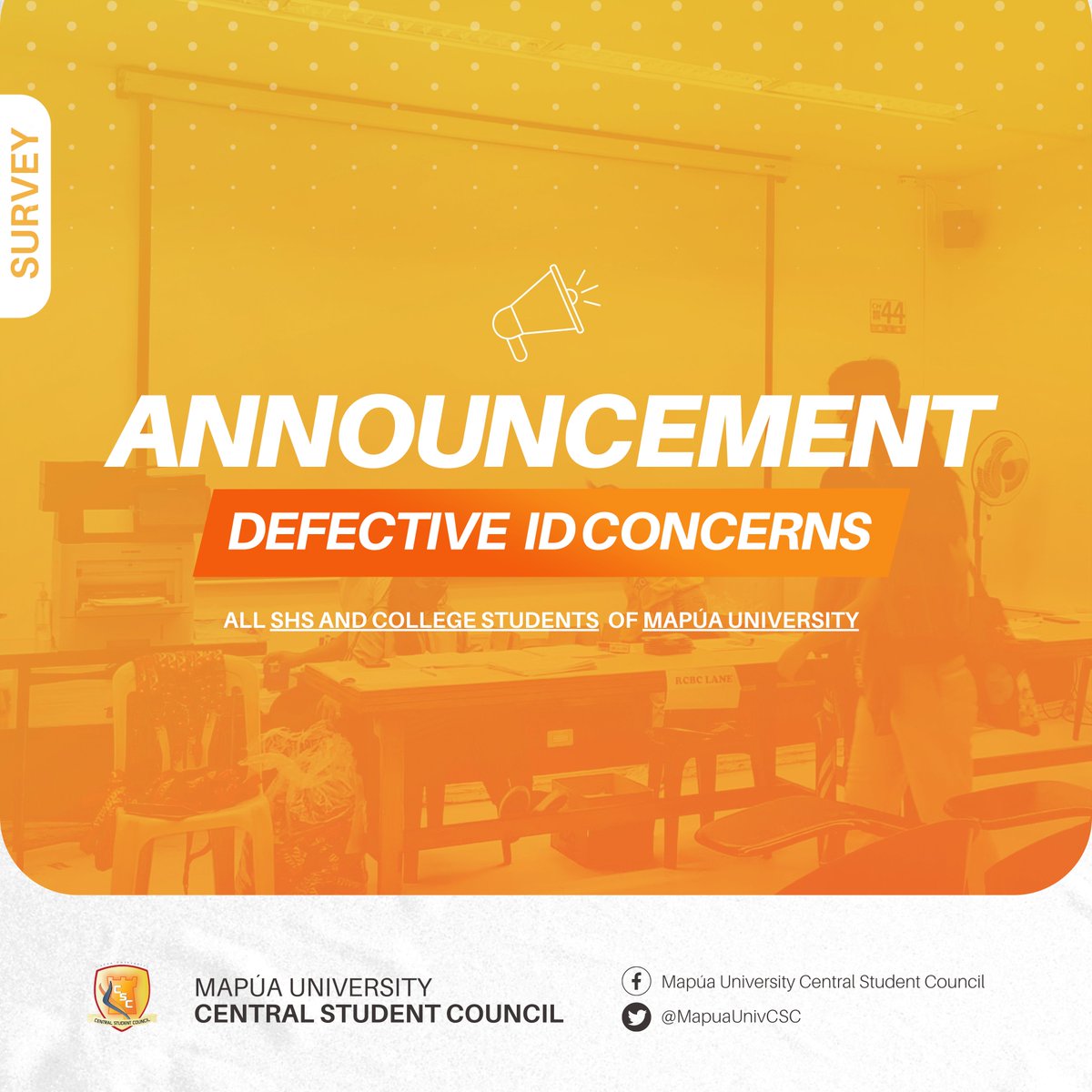 To those students who have 𝐧𝐨𝐭 𝐲𝐞𝐭 𝐜𝐥𝐚𝐢𝐦𝐞𝐝 their Mapua Student ID due to 𝐃𝐄𝐅𝐄𝐂𝐓𝐈𝐕𝐈𝐓𝐘 𝐨𝐫 𝐚𝐧𝐲 𝐨𝐭𝐡𝐞𝐫 𝐫𝐞𝐚𝐬𝐨𝐧𝐬, kindly fill out this form so that we can address your concerns at the earliest time:

forms.gle/5ToV1vXMpaJVXj…