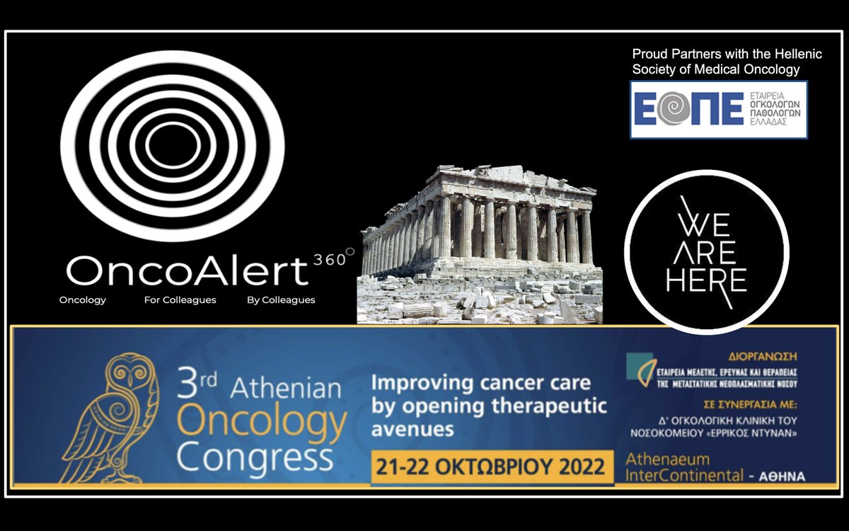 Your @OncoAlert network is proud to be Live Covering the 3rd Athenian Oncology Congress happening October 21-22, 2022 in Athens Greece🇬🇷 An Amazing line up @PGrivasMDPhD @g_mountzios @DrJNaidoo @VivekSubbiah @MariaVakalopou1 @DrSanjayPopat @PTarantinoMD @StephenVLiu & many more!
