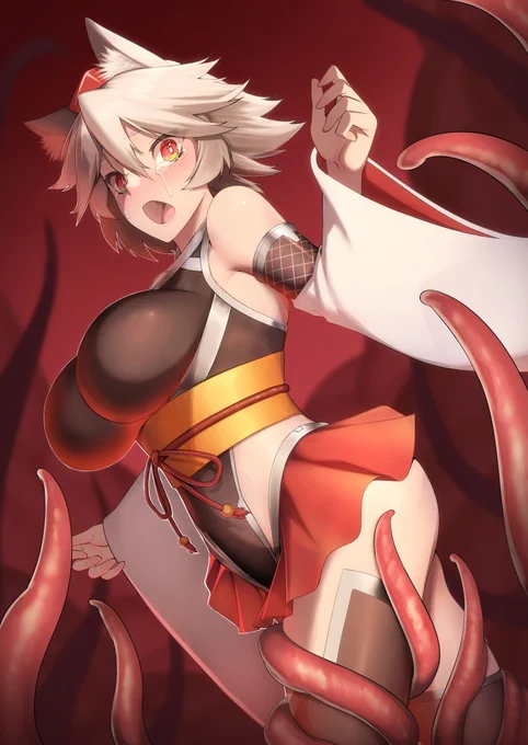 幻灯摩天楼さんのトコでゲームのパッケージイラスト描かせて頂きました。退魔忍風の犬走椛にて 