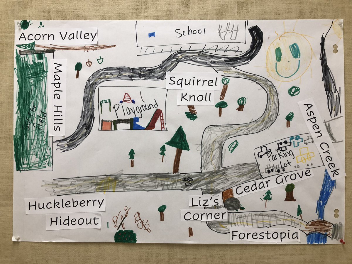 Our classroom map of our outdoor learning spaces is coming along nicely! #mapping #mappingwithkids #mentoringnatureconnections #learningfromtheland