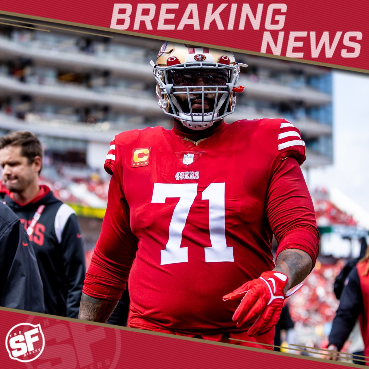 TheSFNiners's tweet photo. #49ers Trent Williams tells @nwagoner that he expects to play this against the Chiefs https://t.co/v1sIBcrAVl