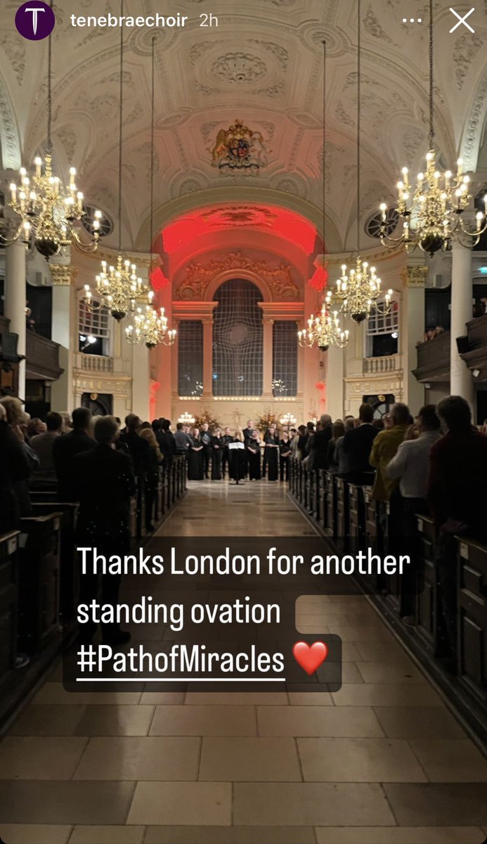 Tonight was probably the best gig of my life so far. Thank you @TenebraeChoir and @JobyTalbot ❤️❤️ #PathofMiracles @smitf_london