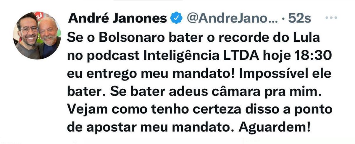 DanielSJunior8's tweet photo. @AndreJanonesAdv E ai vai cumprir sua palavra ou vai fazer igual @LulaOficial q não cumpre a palavra? https://t.co/ECevHEwoDW