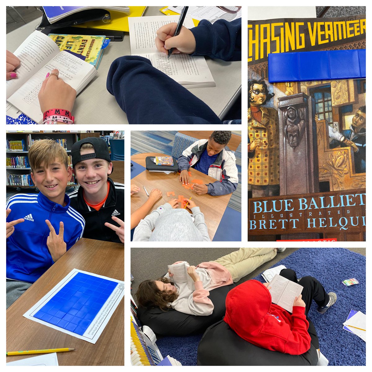 <a href="/WJHS_Wildcats/">Washington Wildcats</a> 7th graders solve puzzles, learn about art, and help unravel a mystery <a href="/BlueBalliett/">Blue Balliett</a> in Chasing Vermeer 📚 🎨 🧩