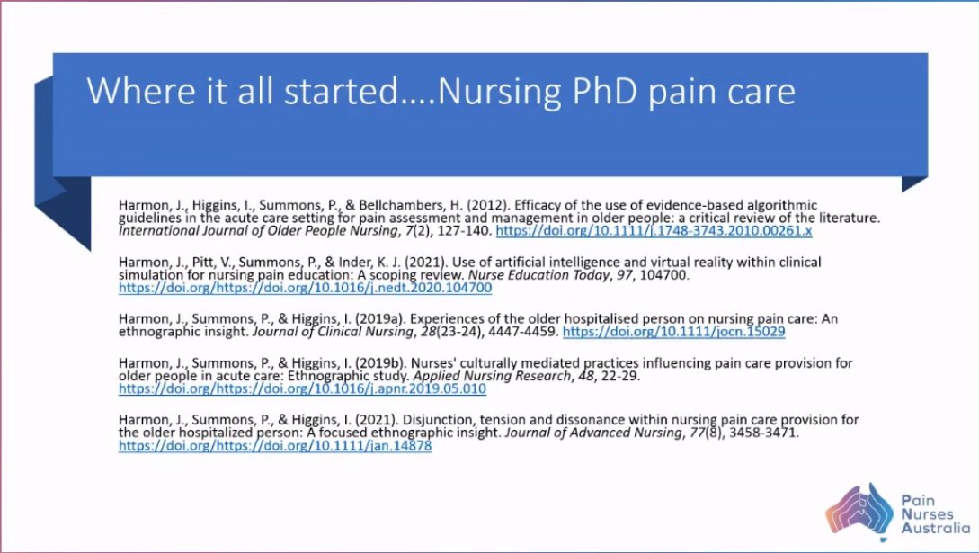 PainNursesAus's tweet photo. @DrJoanneHarmon @DrJoanneHarmon telling us how her interest in #research all all began 

#nurse #research #pain https://t.co/8t3qi53OAO