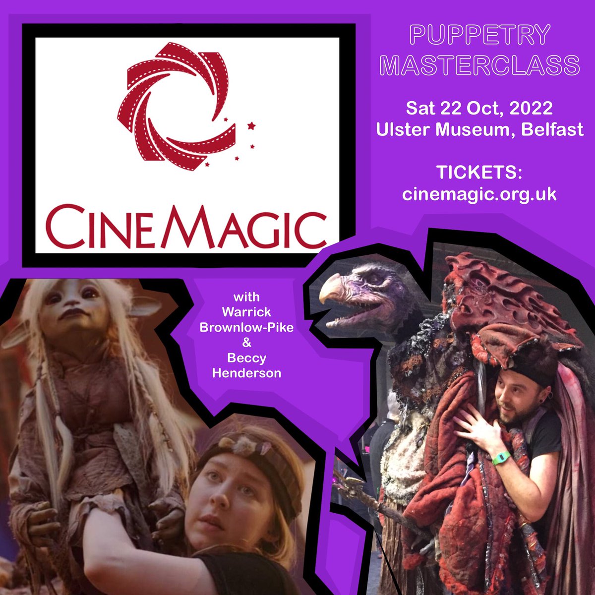 Beccy Henderson and I are holding a Puppetry Masterclass at @UlsterMuseum this Saturday with @Cinemagic! Check in to see if there are still any last minute tickets available! @YoungsterBeccy #Cinemagic #CinemagicFilmFestival #puppet #puppets #puppetry #puppeteer