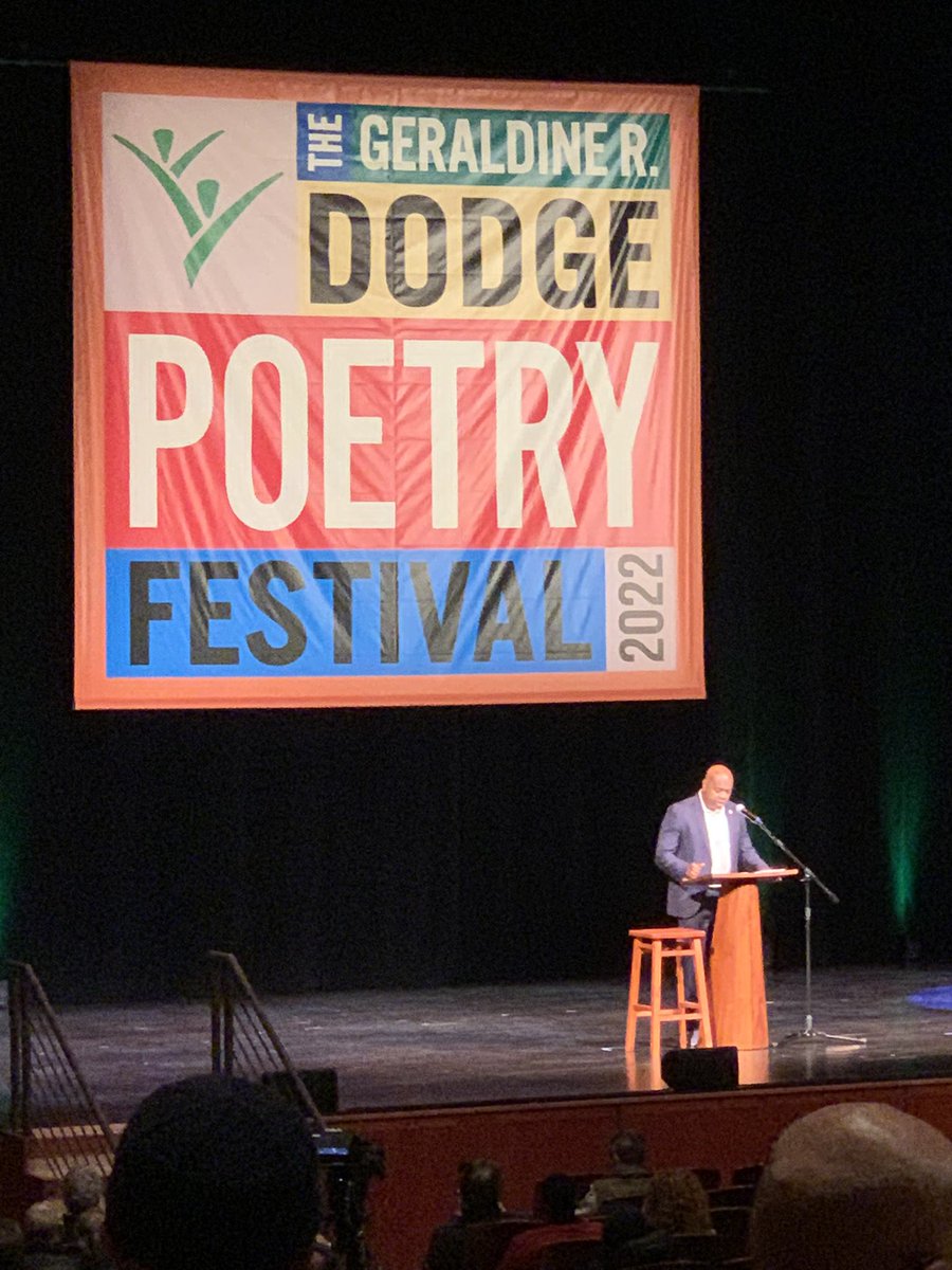 tim_singleton's tweet photo. Damn, @rasjbaraka, damn. What a way to start the first night of the @DodgePoetryFest #dodge22 #dpf22 https://t.co/pQhIfPWn5K