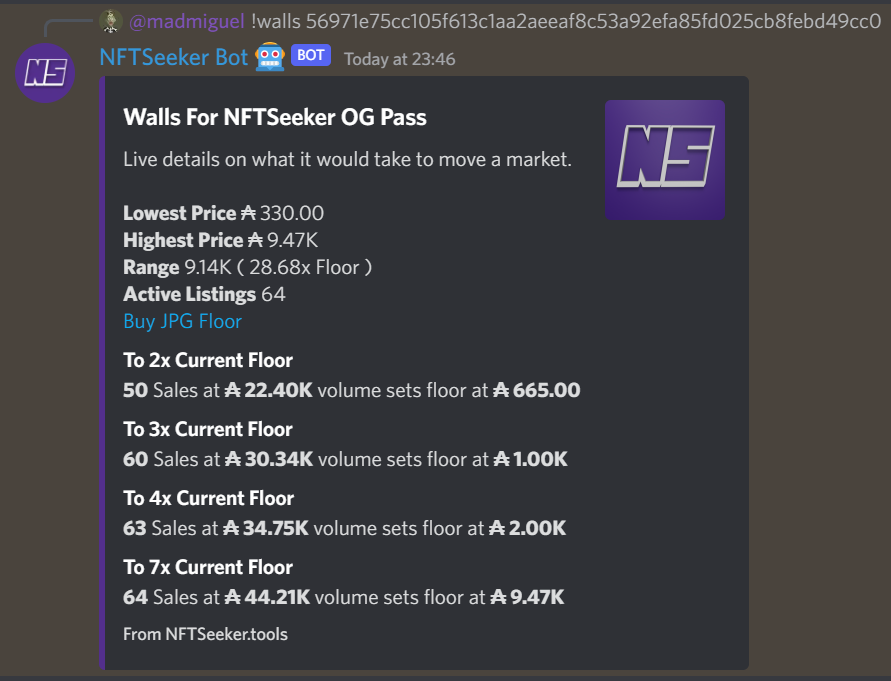 Todays surprise feature from your favourite #UtilityNFT is the !walls command. Available exclusively in our server now. Link in bio. See you there #CardanoCommunity (: