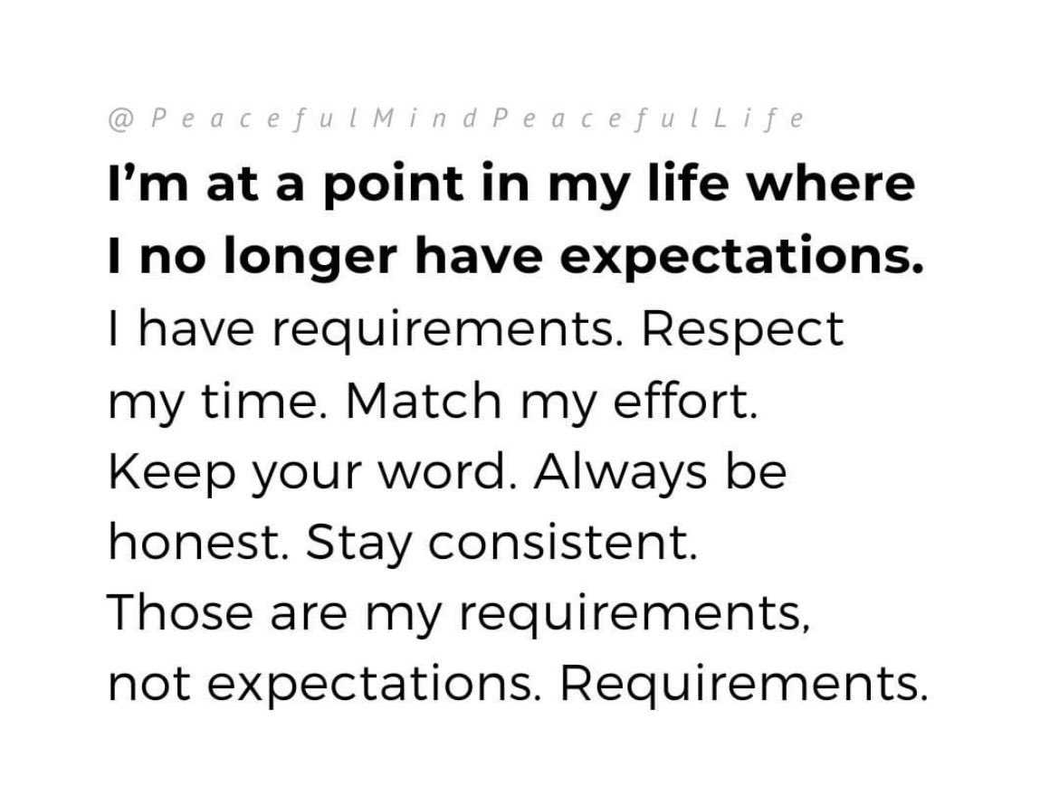 Expectations are so last year… Requirements.