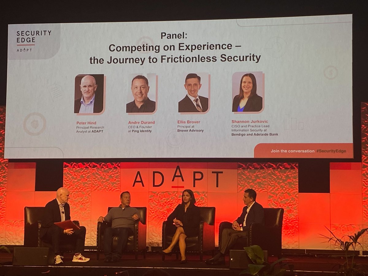 pingidentity's tweet photo. 🇦🇺 Our Ping APAC team had a great time at #SecurityEdge in Melbourne! Our CEO @AndreDurand joined a panel of identity leaders to discuss frictionless security, CX & the balance between protection & convenience. Visit our website to learn more: https://t.co/DVGhSGryVl https://t.co/QO5uQV83Hy