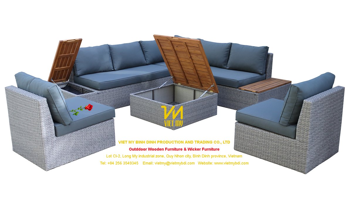 Best 5 Pieces Outdoor Patio Rattan Sectional Sofa Set, Wicker Rattan Patio Furniture Sofa Chairs Sets by VIET MY BINH DINH PRODUCTION & TRADING CO., LTD located in Quy Nhon City, Binh Dinh province, Vietnam, manufacturing & exporting wooden outdoor furniture & wicker furniture.