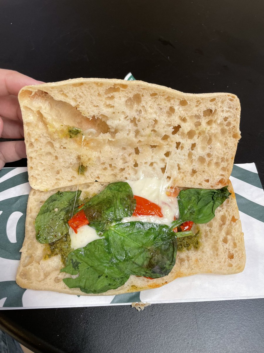 ectay_'s tweet photo. I know we can’t expect gourmet from @Starbucks, but maybe more than one piece of cheese and one slice of tomato in the middle of a sandwich? https://t.co/QNsKFSpBE1