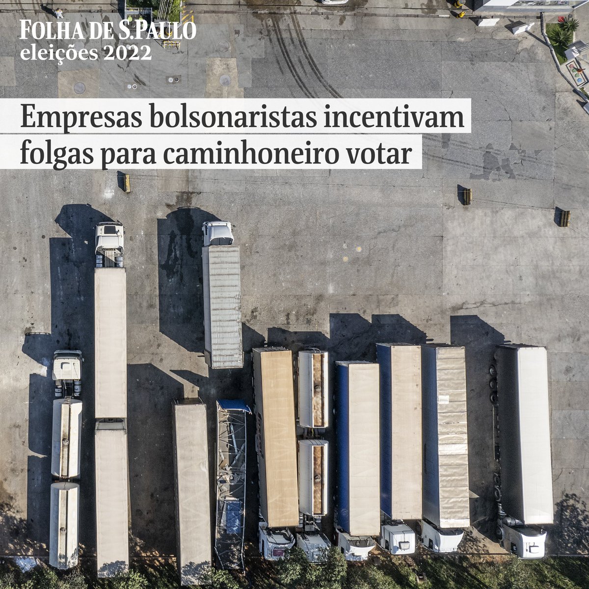 #Eleições2022 | Empresas bolsonaristas incentivam folgas para caminhoneiro votar. Transportadoras fazem mobilização nas redes para apoiar reeleição do presidente; MPT vê indício de irregularidade. Leia: bit.ly/3VKCsQQ 

📷 Eduardo Knapp/Folhapress
📝 <a href="/thiagobethonico/">Thiago Bethônico</a>