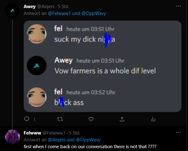 Aiqers's tweet photo. https://t.co/Z5Vj2wEx0f : u using xim in pvp 
https://t.co/D0TzPriFxl : racist slur for no reason
https://t.co/XmIn28qsYn : trying to play with ring1
@Felwww1 https://t.co/Mvo5v7D2bv