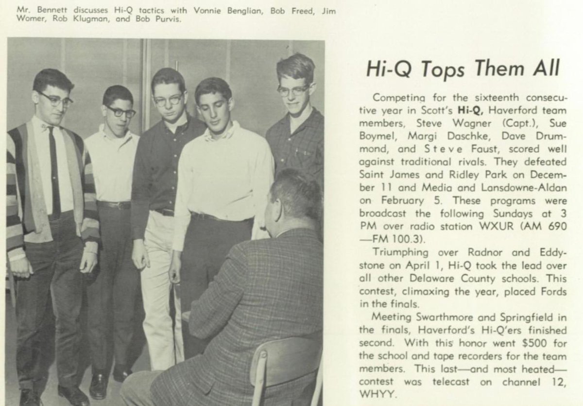 1964- “Hi-Q Tops Them All” A look back at our long history. @Haverford_HS