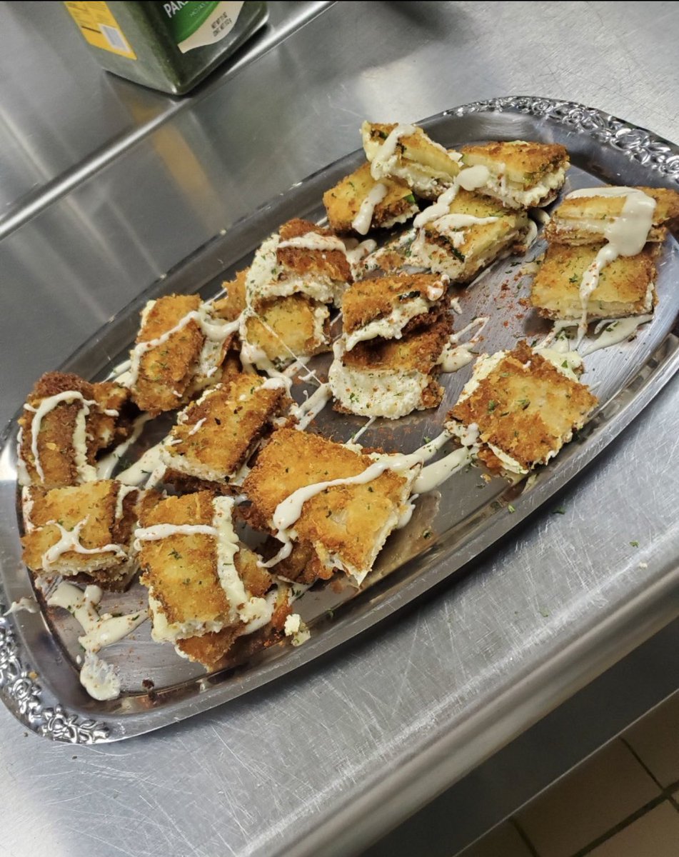 Todays lesson in culinary arts is basic breading procedures and pan frying. Students made crispy zucchini noodles and put together a vegetarian lasagna stack! 🍽🥒 @Chef_AmandaM #yisdcareercenter