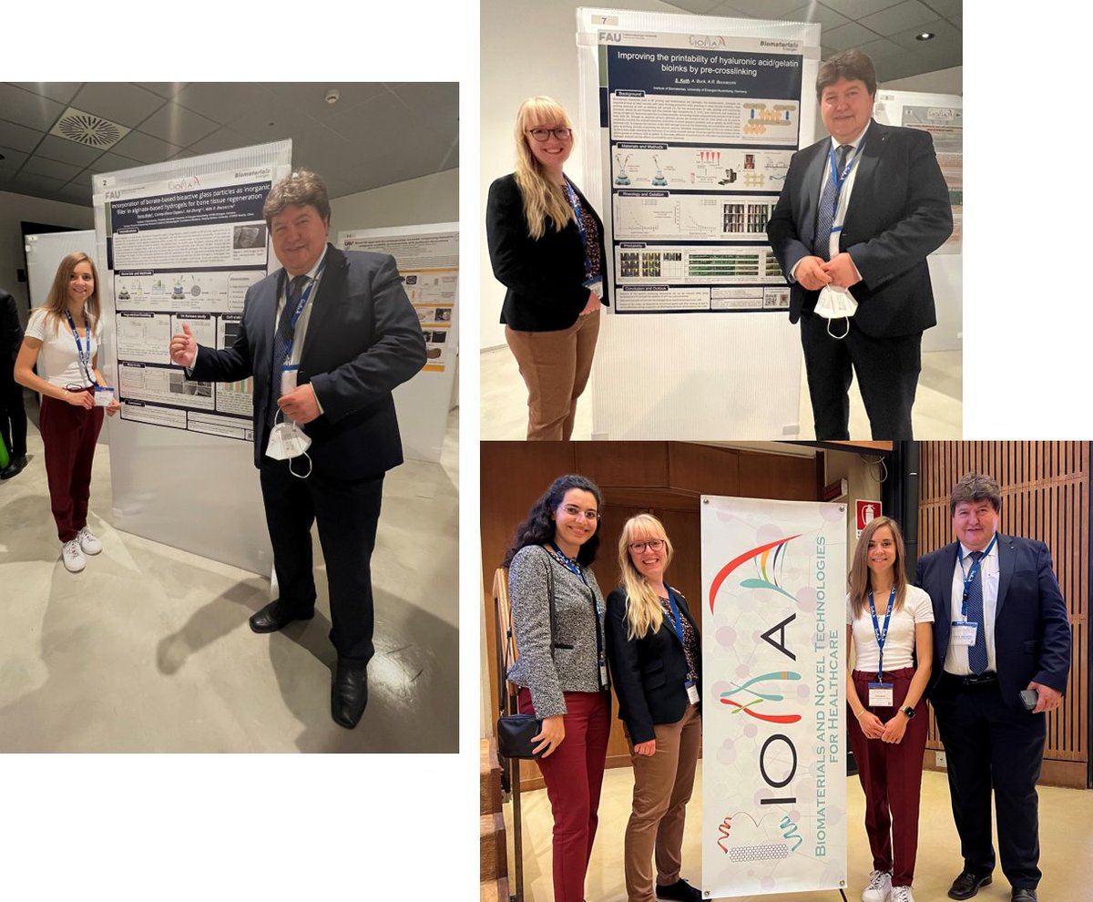 Great participation of @Boccaccini_Lab @UniFAU @DeptWW_FAU at @BioMaH1 conference in Rome 🇮🇹 this week. Very nice talk by @AzinKhodaei in the bioglass session and interesting posters presented by @KuthSonja and @BiderFaina