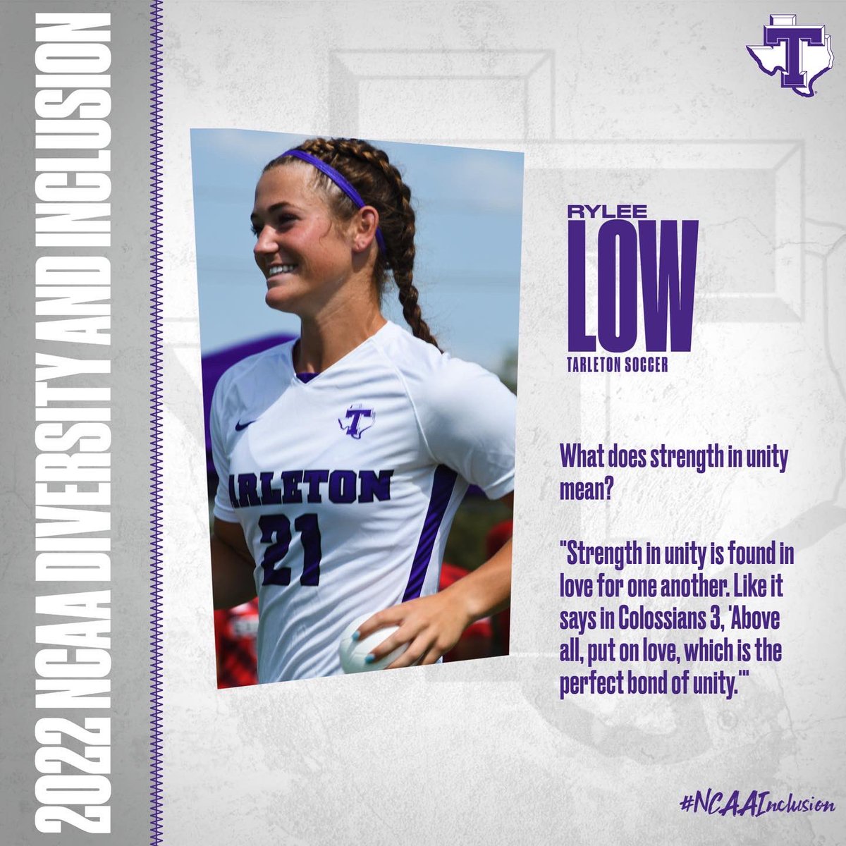 TarletonSoccer's tweet photo. We’re participating in the fifth annual @NCAA Diversity and Inclusion Social Media Campaign!
 
Day 3: Strength in Unity
 
#NCAAInclusion https://t.co/WWpAWPSyMl