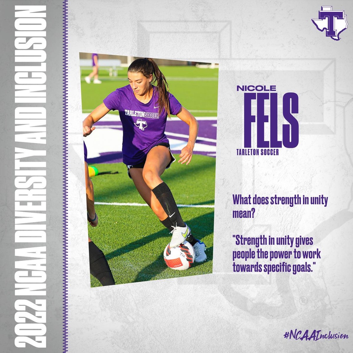 TarletonSoccer's tweet photo. We’re participating in the fifth annual @NCAA Diversity and Inclusion Social Media Campaign!
 
Day 3: Strength in Unity
 
#NCAAInclusion https://t.co/WWpAWPSyMl